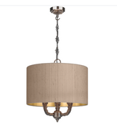 David Hunt Lighting Valerio 3 Light Pendant Complete with Silk Shade